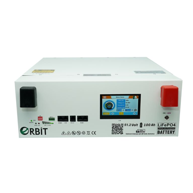 Orbit 51,2 V 100 Ah LiFePO4 Akü – Low Voltage – Ekranlı – Metal Kasa